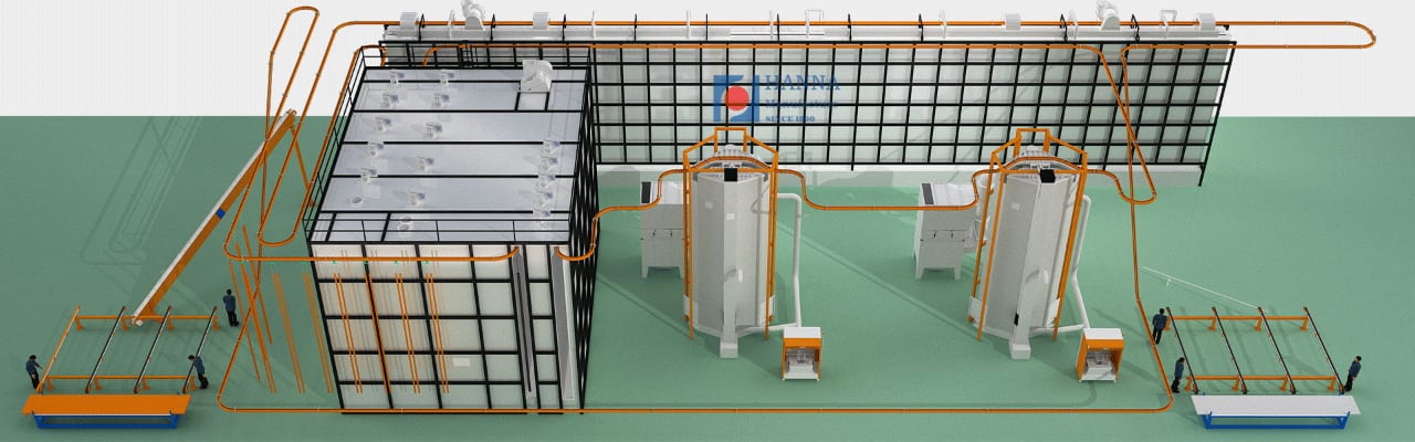 Vertical aluminum profile powder coating line