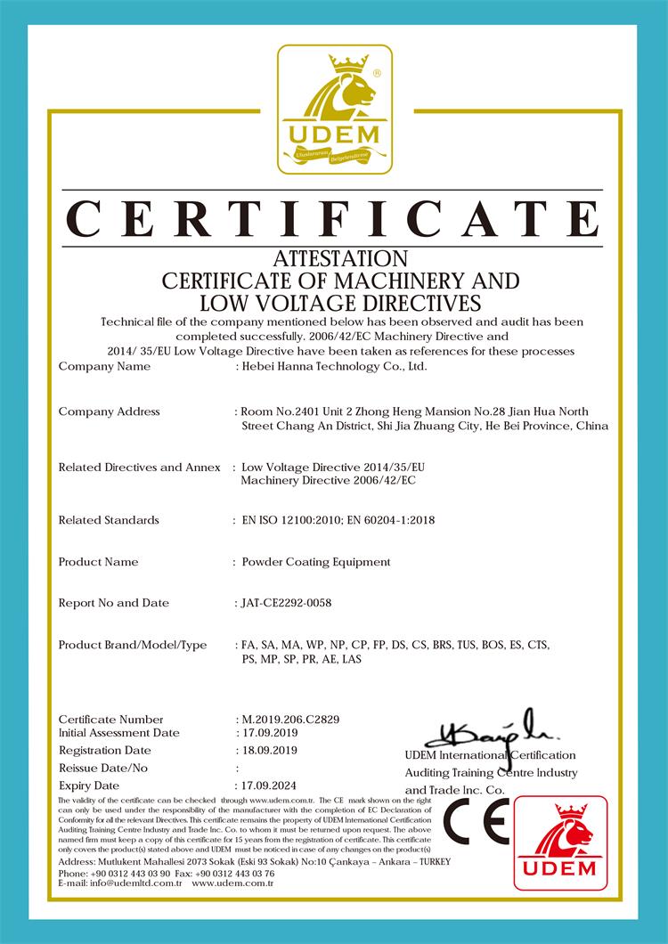 Hanna CE Certificate